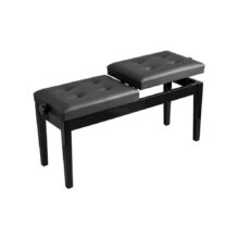 Hemingway Dual-Adjustable Wooden Piano Bench - Ebony